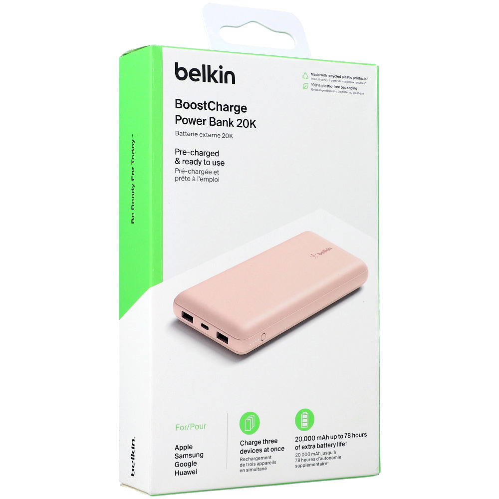 Oryginalna bateria Belkin Boost Charge Power Bank 20K 20000mAh 15W, różowozłota